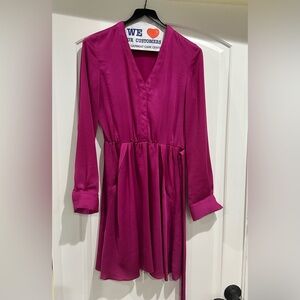 Maje Fuchsia Long Sleeve Dress